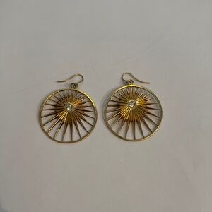 Julia Sandlau Gold Sunburst Earrings with Hook Design
